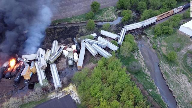 Train derailment and fire prompts evacuations