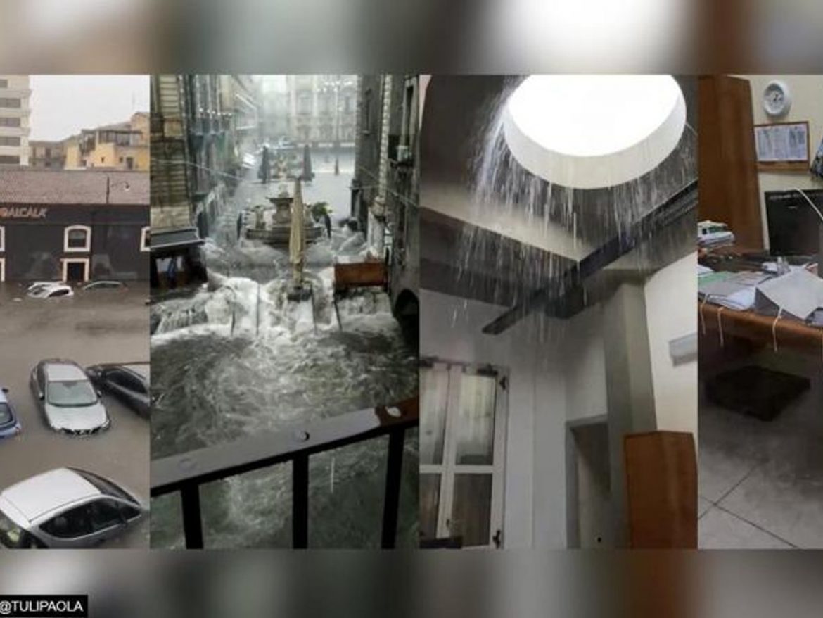 Roof collapses and major roads flood